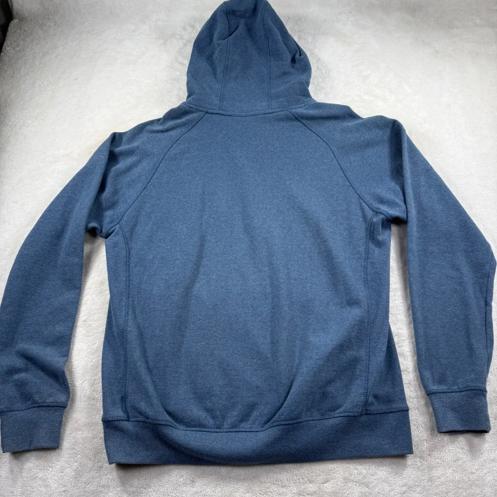 The North Face Mens Blue Heather Logo Pullover Hoodie Large Raglan Sleeve